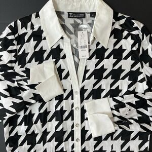 7th Ave New York Co Women's Button Up Shirt Size M Geometric NWT Buisness Preppy
